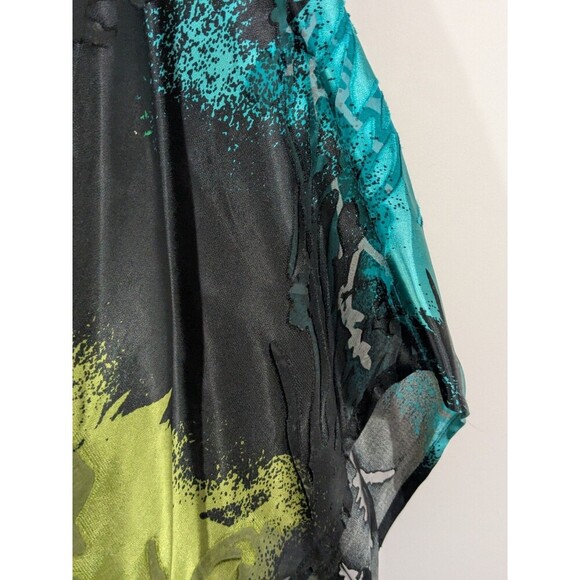 Vintage Y2K Top Silk Blouse Burnt Cutout Kimono Punk Darkness Semi Sheer One Sz - Picture 7 of 8